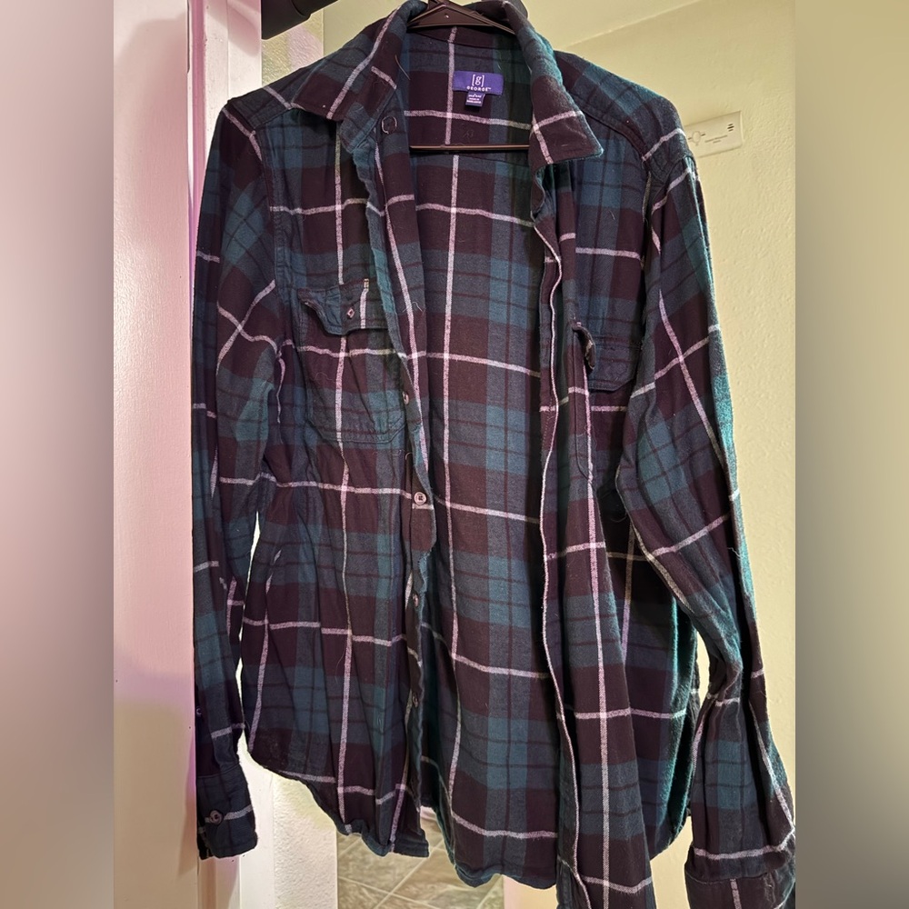 George Men's Plaid Shirt Jacket - Black and Green